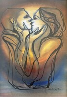 “Szerelem” Szász Endre silk painting 68x50
