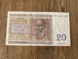 Belgium 20 Francs 1956 F+