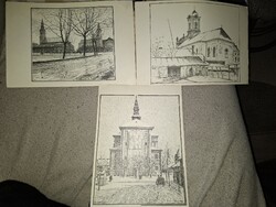 Irányi István 3 Kecskemét City Lithographs, Slightly Narrower than A4