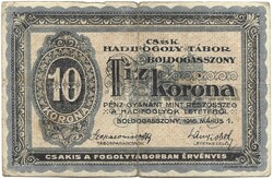 10 korona kronen 1916 K.u.K. Boldogasszony Hadifogolytábor szükségpénz