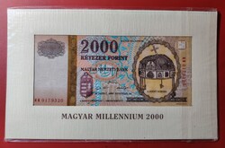 Millennium 2.000 Forintos bankjegy aranyszállal, eredeti banki csomagolásban. UNC