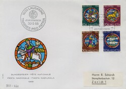 CH 80 - Switzerland 1968 Pro Patria complete set FDC first day cover (Lausanne)