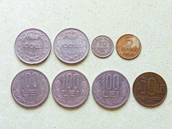 Románia 8 db Különböző Érme 5 10 Bani 50 100 Lej Lei 1943-1994
