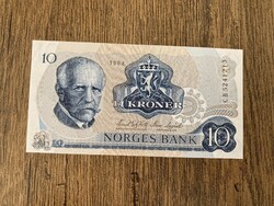 Norvégia 10 Korona 1984 AUNC-
