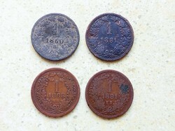 Franz Joseph 4 Different Coins 1 Kreuzer 1860 1868 1881