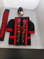 Folk Embroidered Dress Glass Bottle