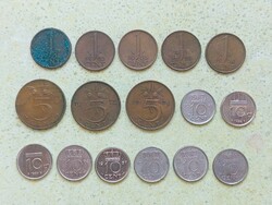 Hollandia 16 db Különböző Érme 1 5 10 Cents 1954-1997