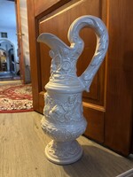 Old Gyögyőrű Large Majolica Plastic Decorated Jug