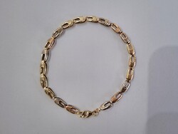 14K arany karlánc, tricolor arany, mintás láncszemekkel 2,47 g (404.)