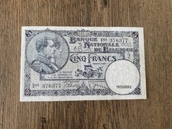Belgium 5 Francs 1938 XF