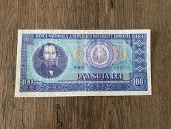 Romanian 100 Lei 1966 F+