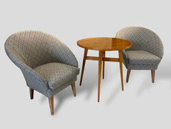 Retro Armchairs Pair with Table