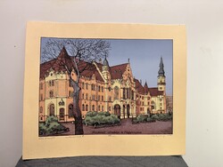 Balanyi Károly: Kecskemét – Városháza és Nagytemplom, szignált, számozott szitanyomat, 1997