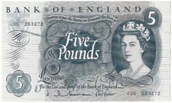 5 font pound pounds 1963-66 Anglia J.Q. Hollom Erzsébet királynő aUNC