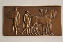 Egyedi bronz plakett/cégtábla: Ókori jelenet - FRÍZ Szobrász-Restaurátor Alkotó Közösség