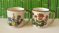 2 DB VINTAGE,KÉZZEL FESTETT JAPÁN KŐPORCELÁN BÖGRE