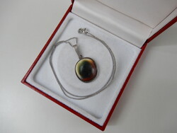 Régi ezüst nyaklánc Operculum ( Shiva szeme ) díszítésű ezüst medállal ﻿