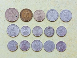 Csehszlovákia 15 db Különböző Érme 3 5 10 50 Halierov 1 2 Korona 1953-1984