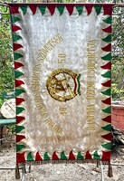 Old Rákosi-era Embroidered Silk Large-Size Regimental Flag MSZHSZ Danuvia Factory Group 1950