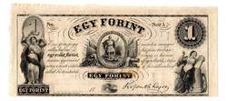 Kossuth 1 Forint Banknote 1852 Philadelphia Series A