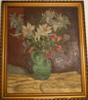 Gera Gyula, still life with a vase (1957)