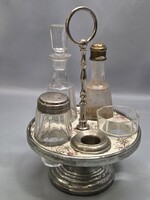 Antique Art Nouveau Ceramic Spice Holder with Metal Base