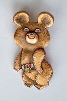 Misa Bear Pin Olympic Mascot Moscow 1980 Badge