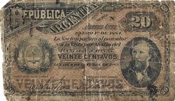 20 centavo centavos 1884 Argentina