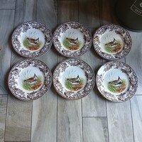 Pazar régi Spode porcelán tányér szett (27 cm, 6 db)