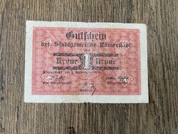 Cseh-Morva Protektorátus 1 Korona Römerstadt 1919 F