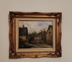 Barbara Butcher – The Village Post Box, 1992 – Original Oil Painting
