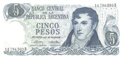5 peso pesos 1974-76 Argentina UNC