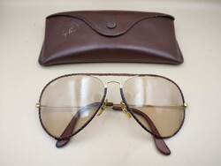 Ray Ban Bausch and Lomb 62[]14 Aviator leather wrapped leather coated sunglasses vintage