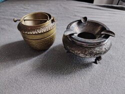 Antik / Vintage hamutartó lott (2 db): Vietnámi jelzett ezüstözött és Art Deco billenős sárgaréz