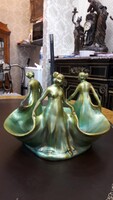 Régi Zsolnay Eozinmázas Három Grácia Porcelán Figura ( 1945-ELŐTTI ) olvasó lámpának átalakítva.