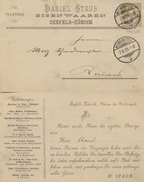 CH 124 - Svájci postatörténeti ritkaság 1889-ből: Daniel Staub vaskereskedő levele