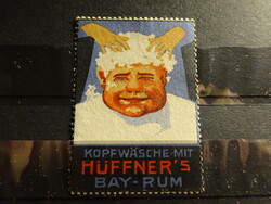 A Hüffner cég Bay-Rum márkájú hajmosó- és hajápoló szerének reklámbélyege