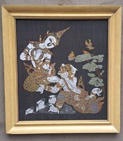 Antique Eastern Silk Painting – Thai Mythological Scene