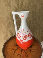 ZSOLNAY PORCELAIN PITCHER WITH HUNGARIAN FLORAL MOTIF