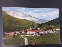 Antik képeslap – Mariazell, városkép a bazilikával és hegyekkel, 1910/20, Stájerország