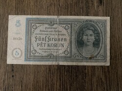 Cseh-Morva Protektorátus 5 Korona 1940 VG-