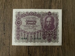 Ausztria 20 Korona 1922 VF