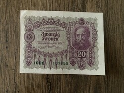 Ausztria 20 Korona 1922 VF