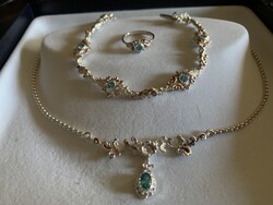 Silver Set with Cut Cubic Zirconia. The set is new.