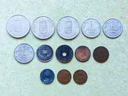 Magyarország 13 db Különböző Érme 1 2 20 Fillér 1 2 Pengő 1916-1944