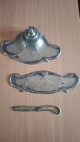 Antique WMF Art Nouveau Writing Set with Intact Glass Insert (1915) - Damaged