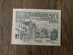 Ausztria 20 Heller Eggenburg 1920 VF