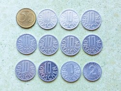 Ausztria 12 db Különböző Érme 2 10 50 Groschen 1954-1991
