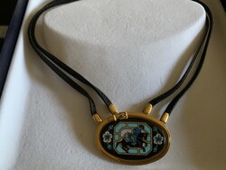 Hermès 24 kr.aranyozott zománcolt nyaklánc