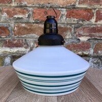 Zöld csíkos tejüveg lámpabúra - mennyezeti lámpa